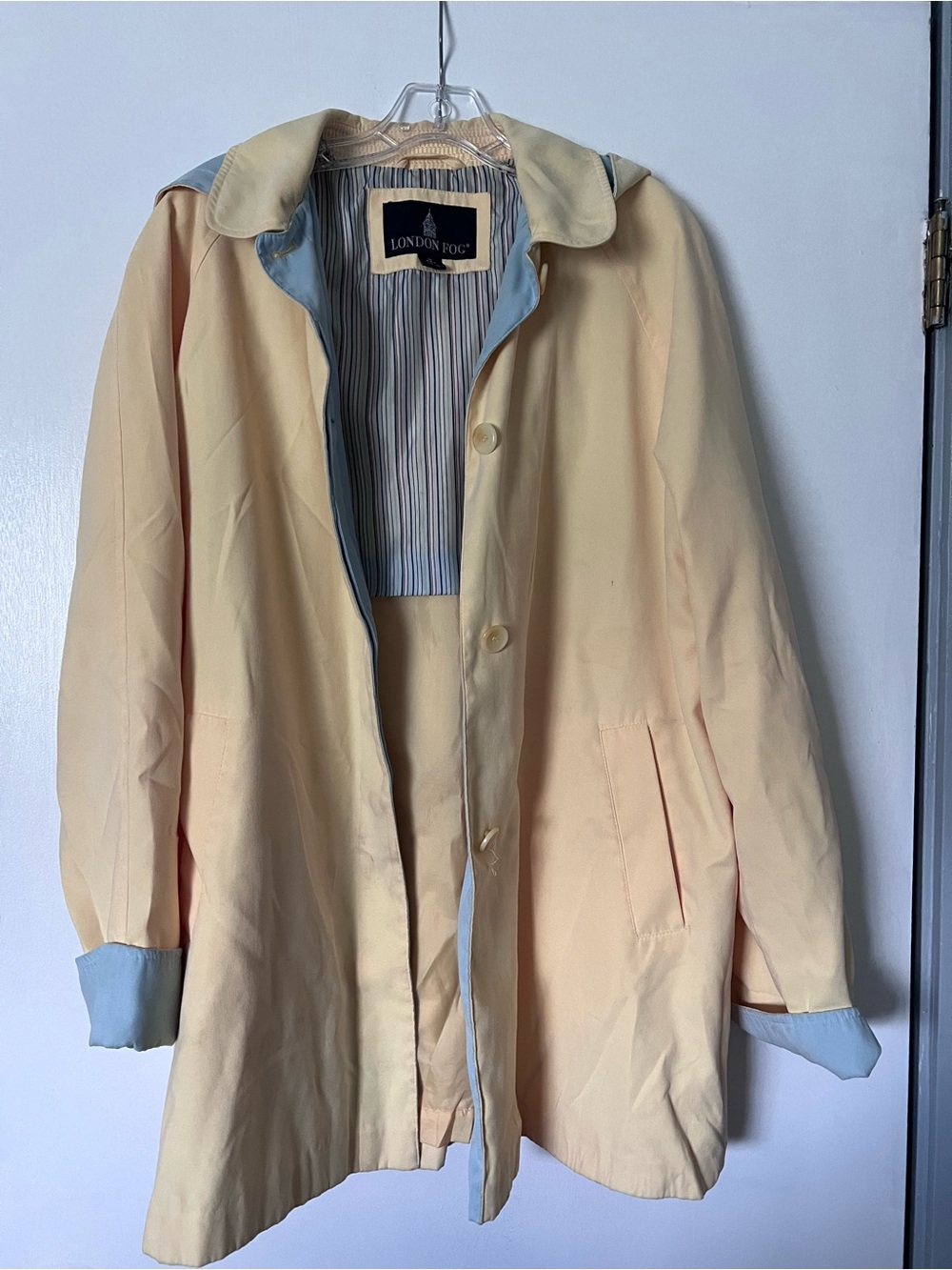 London Fog Ladies Yellow Rain Jacket with Light Blue Trim